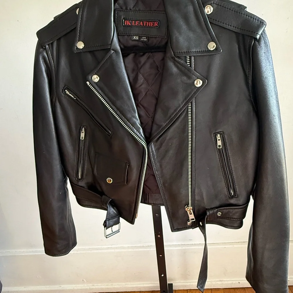 Women's Black Biker Jacket - Picture 2 of 5